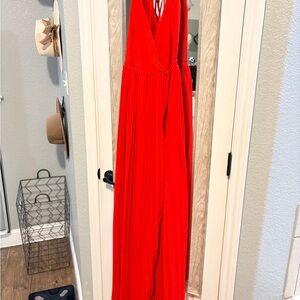 Vibrant Red Sleeveless Maxi Dress